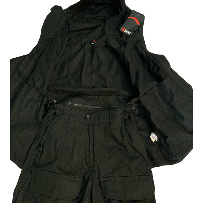 Keela Black Tactical 2 Part Zip Off Overall Coverall Paintballing Airsoft KC04N