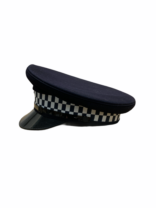 Grade B Dark Blue Flat Peaked Cap With Checkered Tape Fancy Dress Theatre And TV