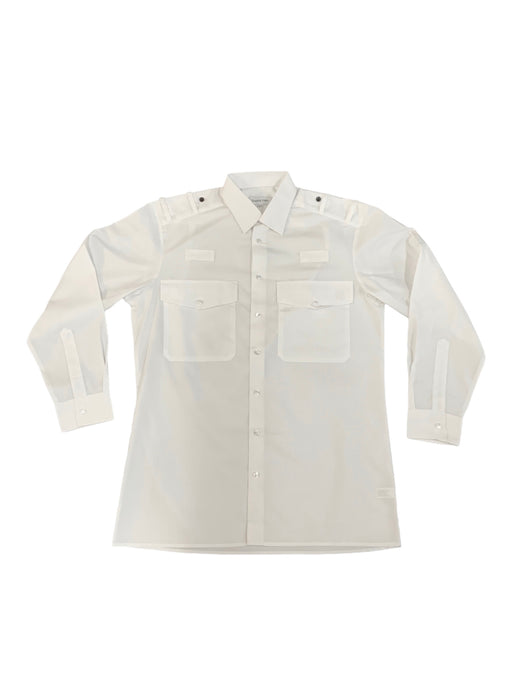 New Double Two Mens White Long Sleeve Shirt With Epaulettes Loops MSW07